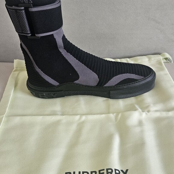 NWT Burberry Men's Black Knitted Stretch Sub High-top Sneakers - Picture 8 of 12